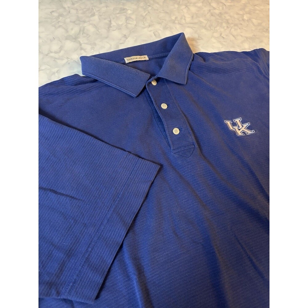 Cutter & Buck Kentucky Wildcats Polo Shirt Mens Large Blue Pima Cotton Golf NCAA